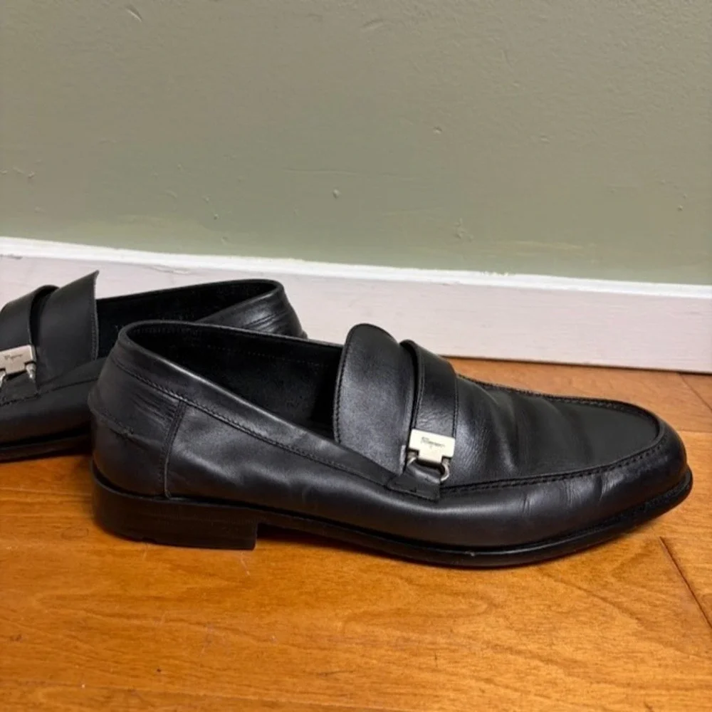 Salvatore Ferragamo Lion Mens Dress Shoes Sz 10ee Black Leather Special Occasion